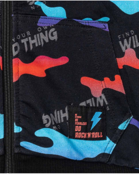 Sweat garçon Wild Thing imprimé en maille ajourée Sweat garçon Wild Thing imprimé en maille ajourée