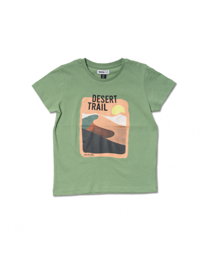 T-shirt tricot vert piste du désert garçon