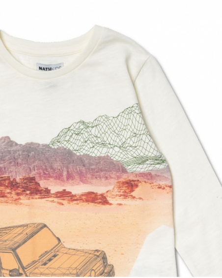 T-shirt long blanc en maille pour garçon Desert trail T-shirt long blanc en maille pour garçon Desert trail