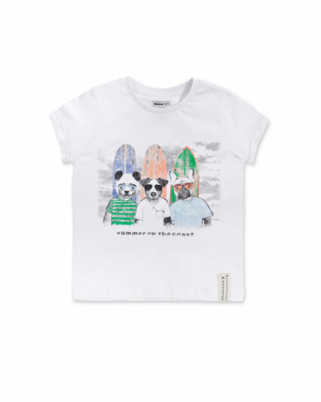 T-shirt en maille blanc pour garçon La côte T-shirt en maille blanc pour garçon La côte