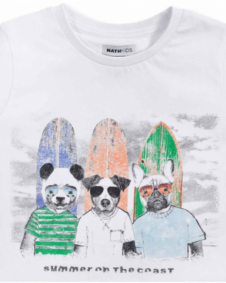 T-shirt en maille blanc pour garçon La côte T-shirt en maille blanc pour garçon La côte