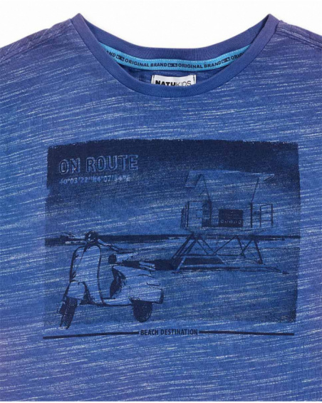T-shirt en maille bleu pour garçon La côte T-shirt en maille bleu pour garçon La côte