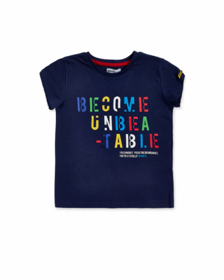 T-shirt en maille bleu marine pour garçon Votre jeu T-shirt en maille bleu marine pour garçon Votre jeu