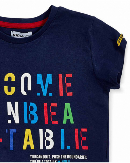 T-shirt en maille bleu marine pour garçon Votre jeu T-shirt en maille bleu marine pour garçon Votre jeu