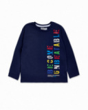 T-shirt long en maille bleu marine pour garçon Votre jeu T-shirt long en maille bleu marine pour garçon Votre jeu