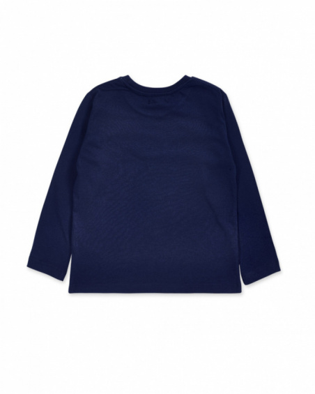 T-shirt long en maille bleu marine pour garçon Votre jeu T-shirt long en maille bleu marine pour garçon Votre jeu