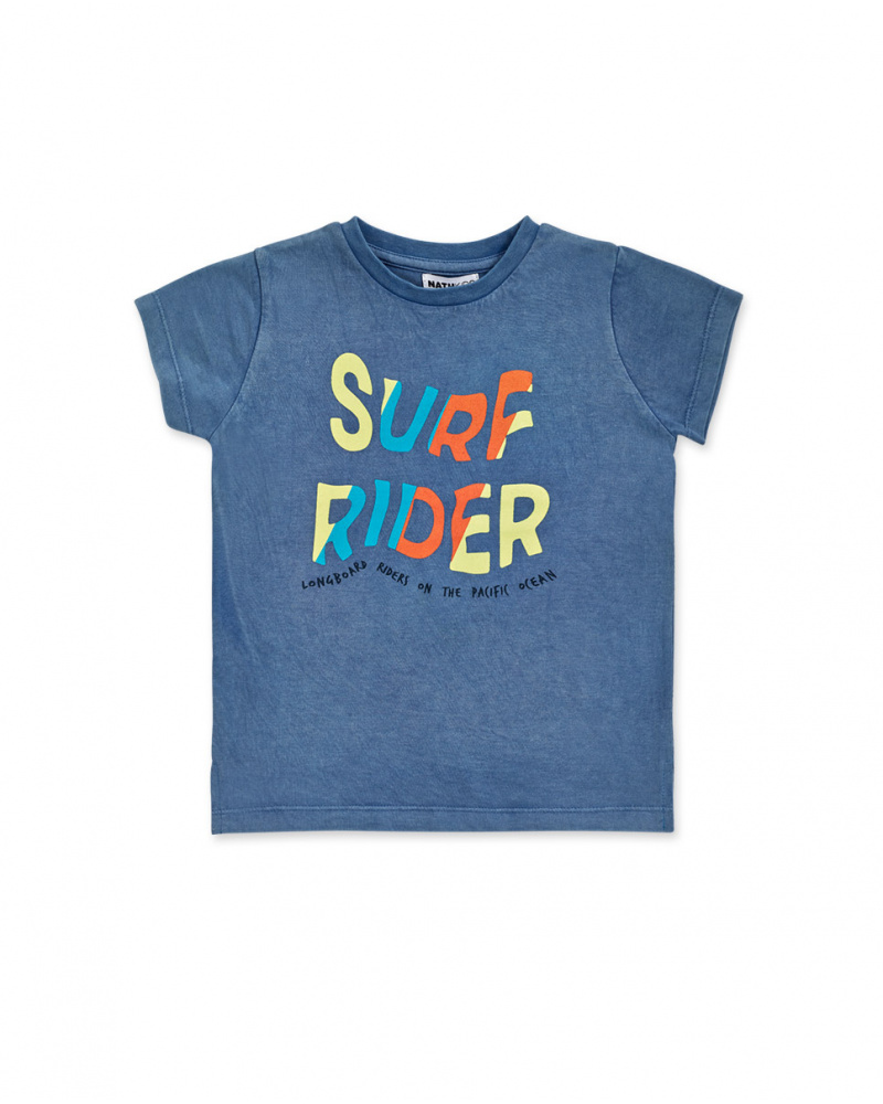 T-shirt bleu en maille garçon Beach Days