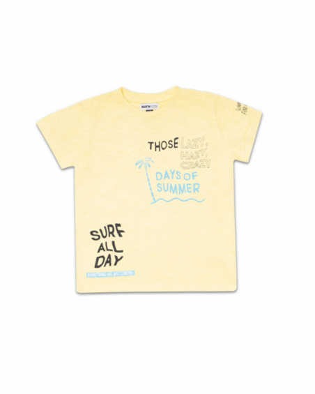 T-shirt Beach Days jaune en maille pour garçon T-shirt Beach Days jaune en maille pour garçon