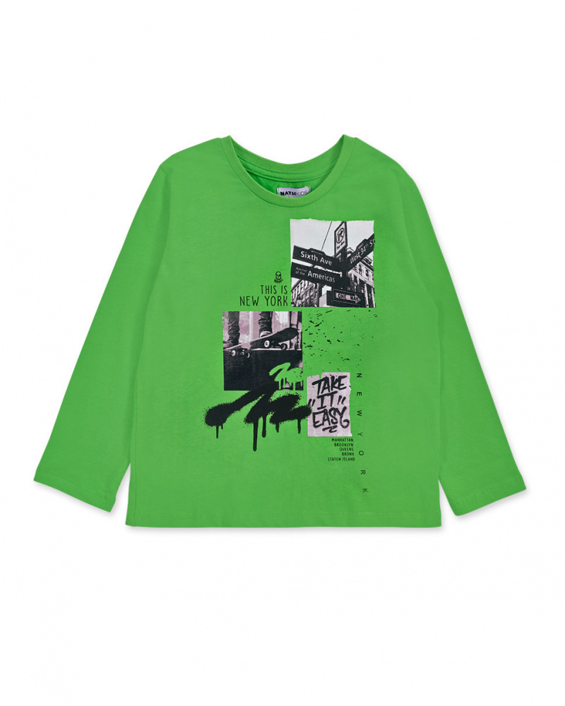 T-shirt long en maille vert pour garçon Urban Activist