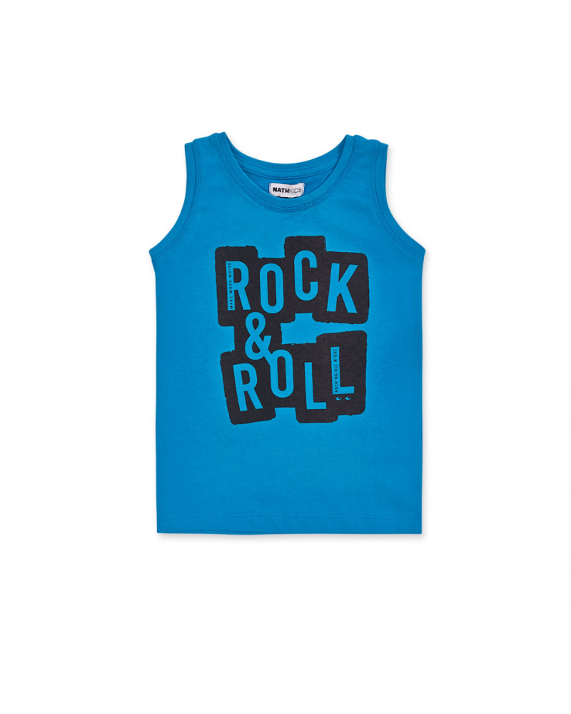 Débardeur en maille bleu pour garçon Wild thing