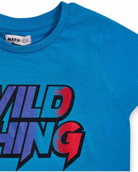 T-shirt bleu en maille pour garçon Wild thing T-shirt bleu en maille pour garçon Wild thing