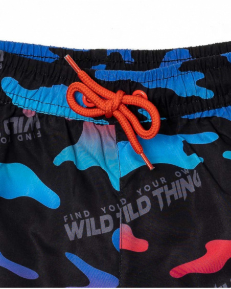 Bermuda noir imprimé pour garçon Wild thing Bermuda noir imprimé pour garçon Wild thing