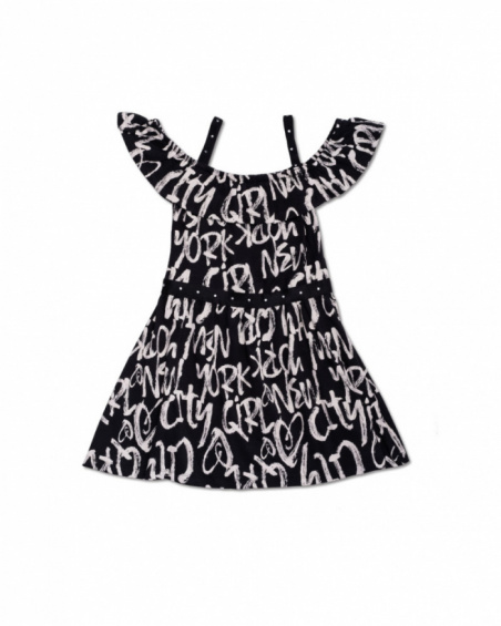 Robe noire en maille imprimée pour fille One day in NYC Robe noire en maille imprimée pour fille One day in NYC
