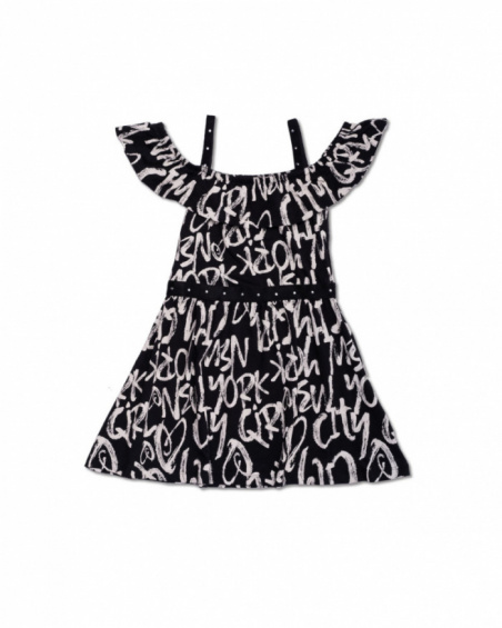 Robe noire en maille imprimée pour fille One day in NYC Robe noire en maille imprimée pour fille One day in NYC