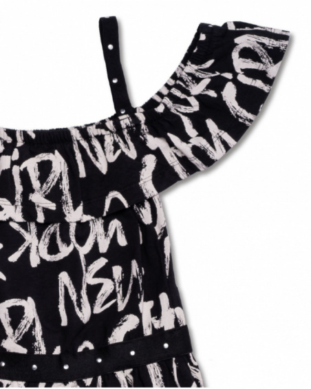Robe noire en maille imprimée pour fille One day in NYC Robe noire en maille imprimée pour fille One day in NYC