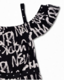 Robe noire en maille imprimée pour fille One day in NYC Robe noire en maille imprimée pour fille One day in NYC