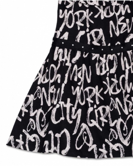 Robe noire en maille imprimée pour fille One day in NYC Robe noire en maille imprimée pour fille One day in NYC