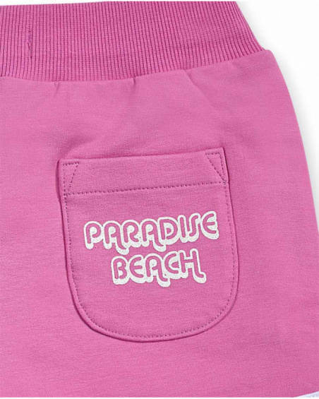 Short en maille rose fille Paradiso beach Short en maille rose fille Paradiso beach