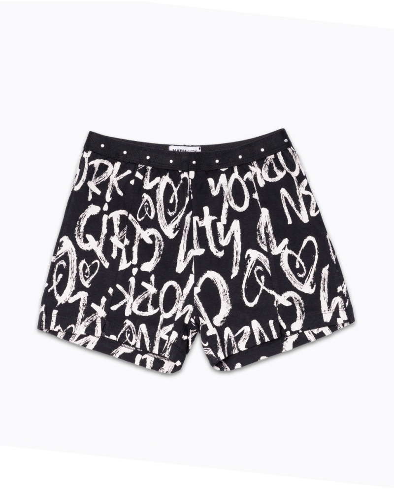 Short en maille imprimé noir pour fille One day in NYC
