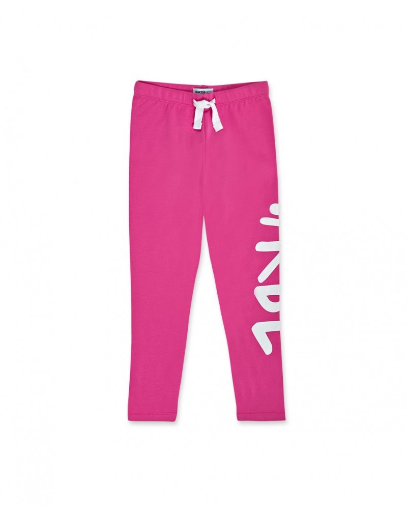 Legging long en maille fuchsia pour fille Rebel Girl
