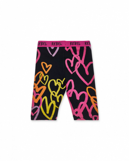 Legging cycliste imprimé noir pour fille Rebel Girl Legging cycliste imprimé noir pour fille Rebel Girl