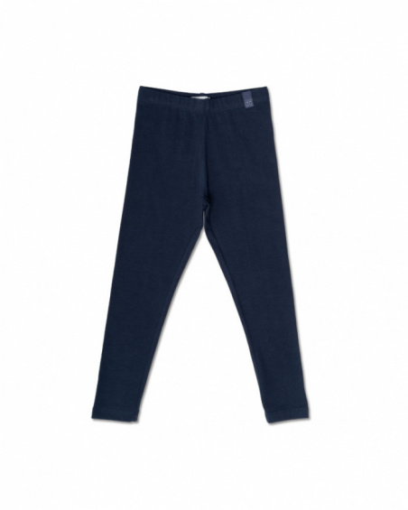 Legging long en maille bleu marine pour fille Basics Girl Legging long en maille bleu marine pour fille Basics Girl