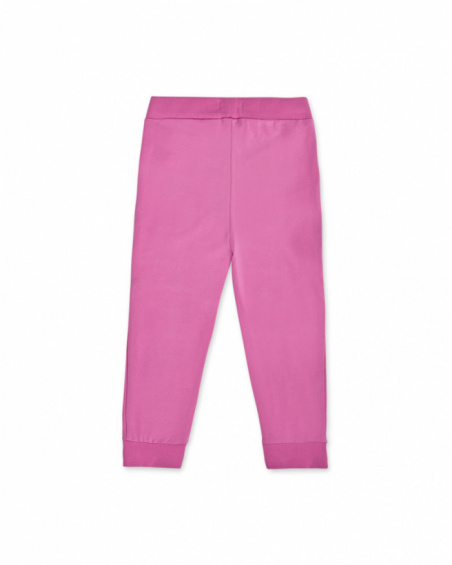 Pantalon long en maille rose pour fille Paradiso beach Pantalon long en maille rose pour fille Paradiso beach