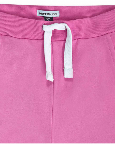 Pantalon long en maille rose pour fille Paradiso beach Pantalon long en maille rose pour fille Paradiso beach