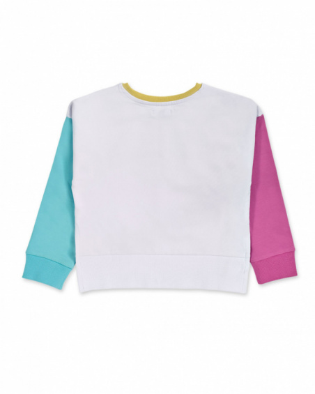 Sweat blanc en maille pour fille Paradiso beach Sweat blanc en maille pour fille Paradiso beach