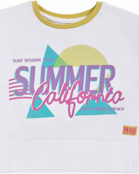 Sweat blanc en maille pour fille Paradiso beach Sweat blanc en maille pour fille Paradiso beach