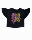 T-shirt noir en maille pour fille Rebel Girl T-shirt noir en maille pour fille Rebel Girl