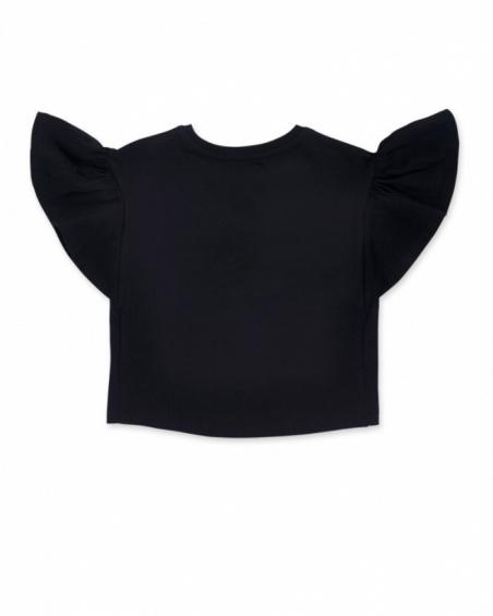 T-shirt noir en maille pour fille Rebel Girl T-shirt noir en maille pour fille Rebel Girl