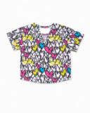 T-shirt blanc imprimé en maille pour fille Rebel Girl T-shirt blanc imprimé en maille pour fille Rebel Girl