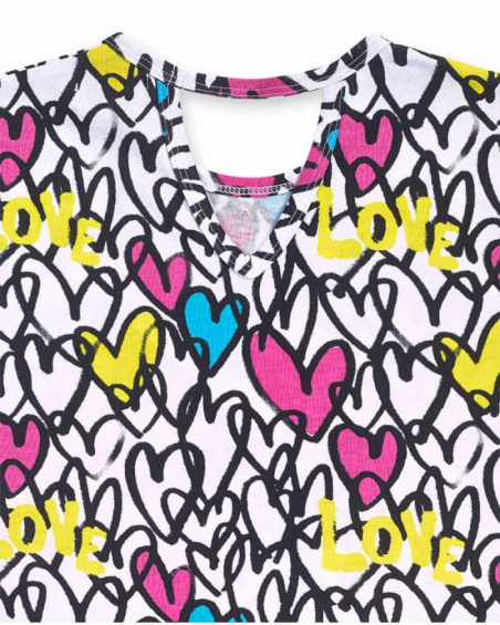 T-shirt blanc imprimé en maille pour fille Rebel Girl T-shirt blanc imprimé en maille pour fille Rebel Girl