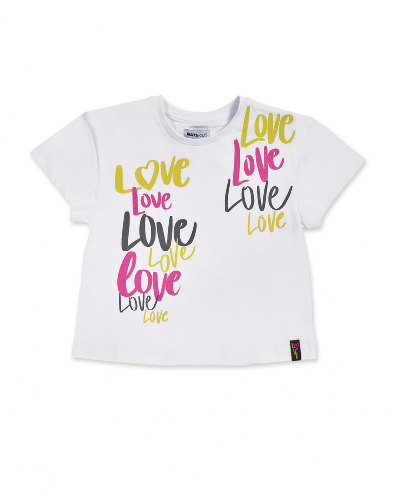 T-shirt blanc en maille pour fille Rebel Girl