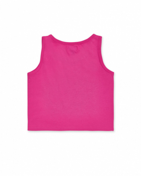 Débardeur en maille fuchsia pour fille Rebel Girl Débardeur en maille fuchsia pour fille Rebel Girl