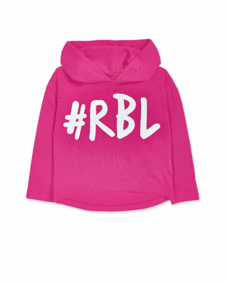 T-shirt long en maille fuchsia pour fille Rebel Girl T-shirt long en maille fuchsia pour fille Rebel Girl