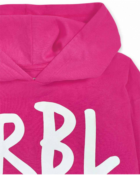 T-shirt long en maille fuchsia pour fille Rebel Girl T-shirt long en maille fuchsia pour fille Rebel Girl