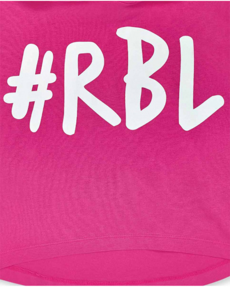 T-shirt long en maille fuchsia pour fille Rebel Girl T-shirt long en maille fuchsia pour fille Rebel Girl