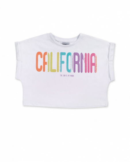 T-shirt blanc en maille pour fille Paradiso beach T-shirt blanc en maille pour fille Paradiso beach