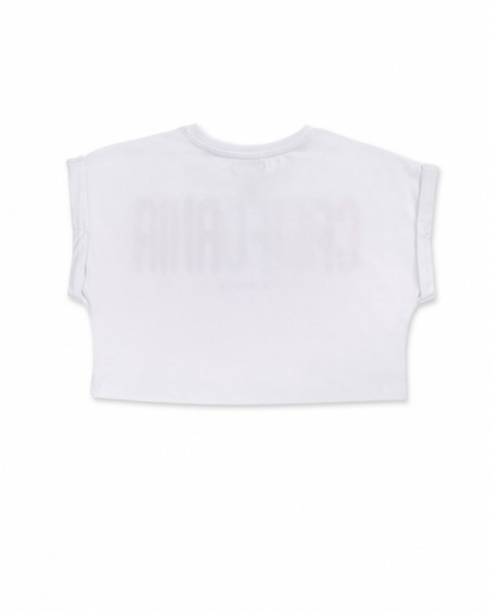T-shirt blanc en maille pour fille Paradiso beach T-shirt blanc en maille pour fille Paradiso beach