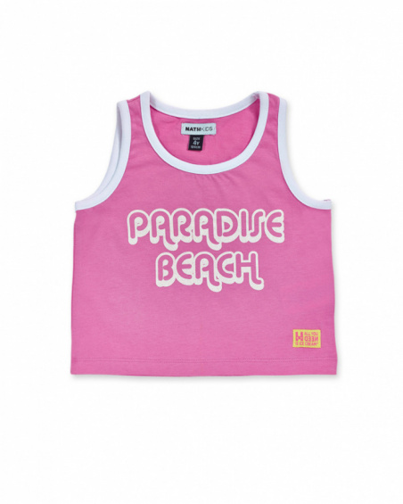 Débardeur en maille rose pour fille Paradiso beach Débardeur en maille rose pour fille Paradiso beach