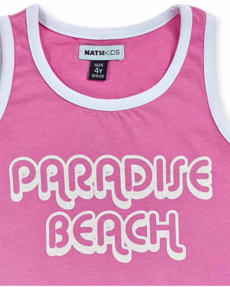 Débardeur en maille rose pour fille Paradiso beach Débardeur en maille rose pour fille Paradiso beach