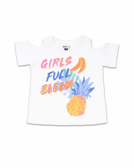 T-shirt blanc en maille pour fille Full Bloom T-shirt blanc en maille pour fille Full Bloom
