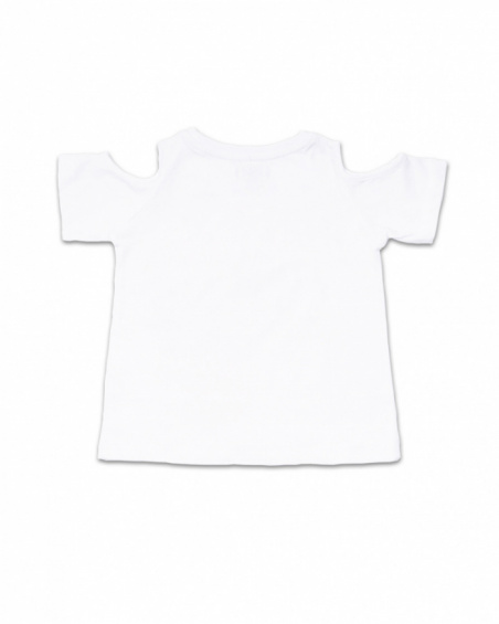 T-shirt blanc en maille pour fille Full Bloom T-shirt blanc en maille pour fille Full Bloom