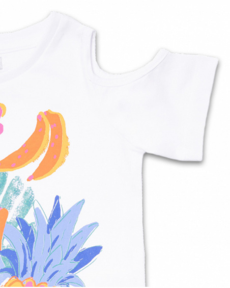T-shirt blanc en maille pour fille Full Bloom T-shirt blanc en maille pour fille Full Bloom