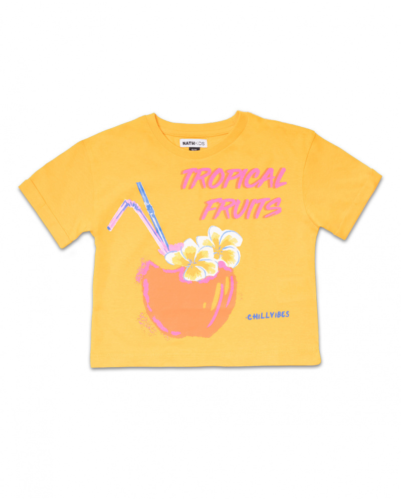 T-shirt en maille orange pour fille Full Bloom