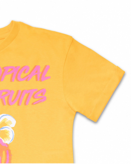 T-shirt en maille orange pour fille Full Bloom T-shirt en maille orange pour fille Full Bloom