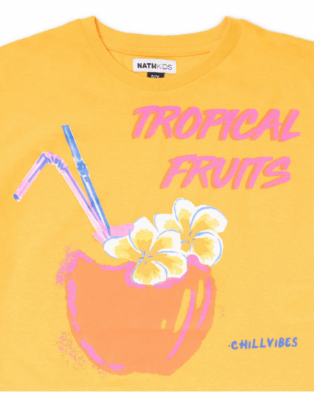 T-shirt en maille orange pour fille Full Bloom T-shirt en maille orange pour fille Full Bloom