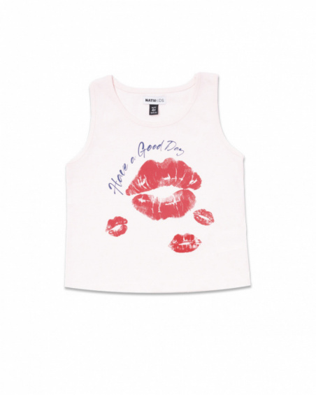 Débardeur jersey rose pour fille Bad influencer Débardeur jersey rose pour fille Bad influencer